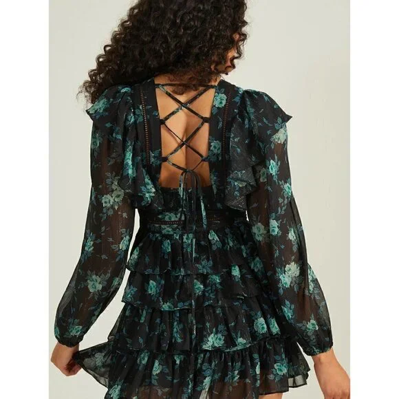 Altar'd State Maisley Ruffle Floral Mini Dress Size XS NWT